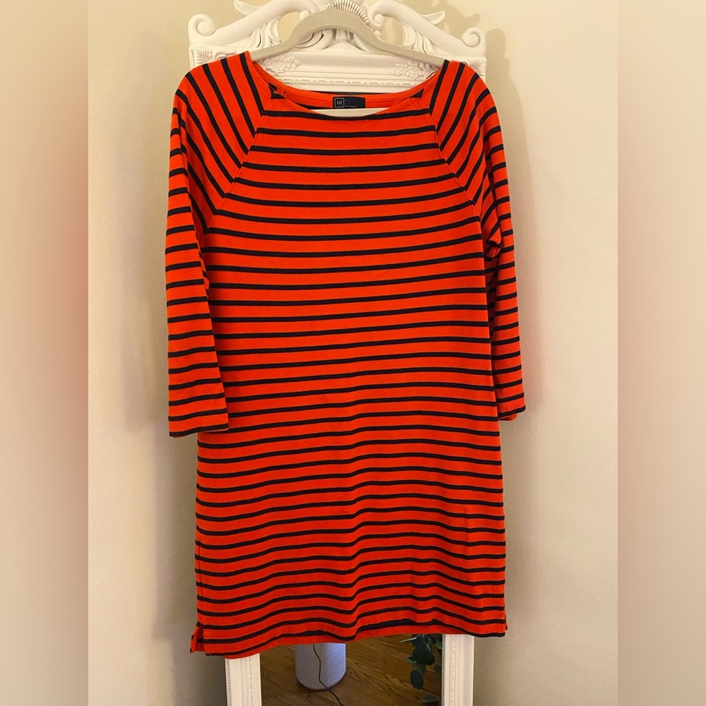 Striped Navy and Orange Dress